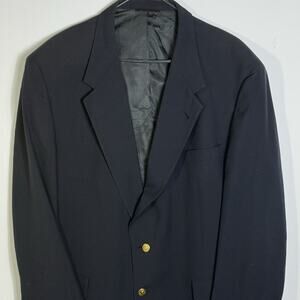 VTG Hart Schaffner Marx 48R Navy Blazer Gold Buttons Micron 2000 Wool Sport Coat